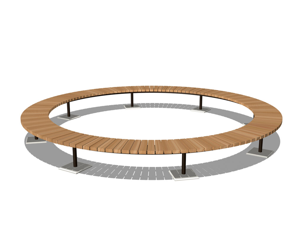 サークルベンチ　φ4m（天然木材仕様・スチール脚）の画像