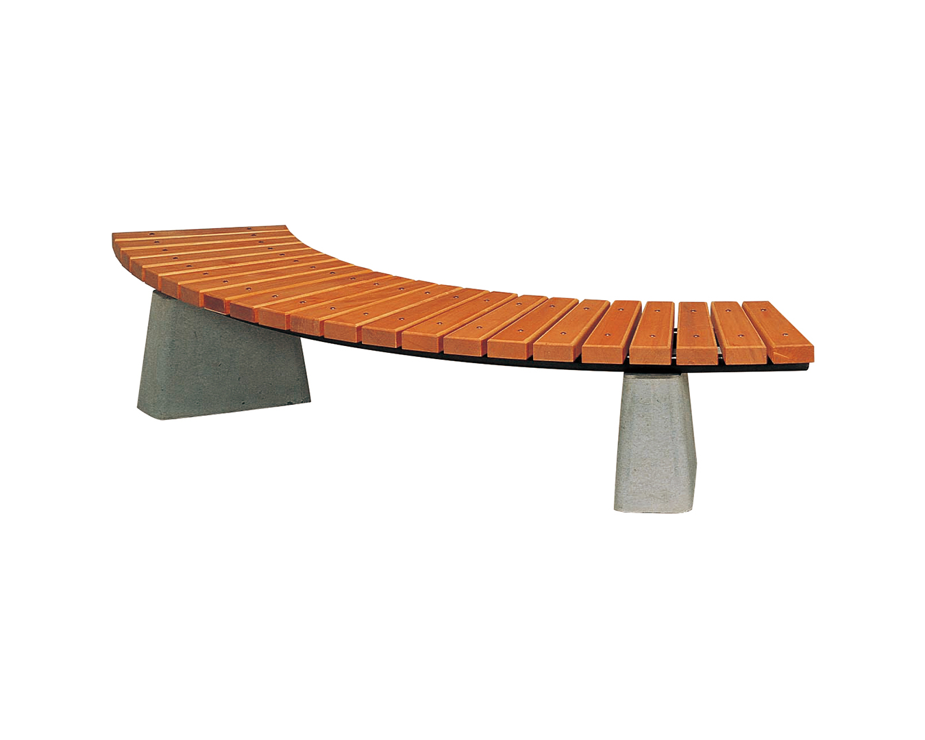 組合せベンチ　Rタイプ（天然木材仕様・コンクリート脚・据置タイプ）の画像