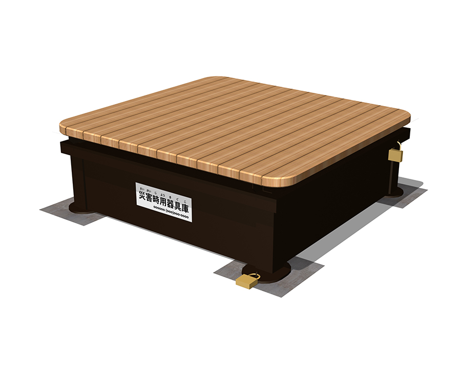 収納ボックス付縁台（可動式・天然木材仕様）の画像