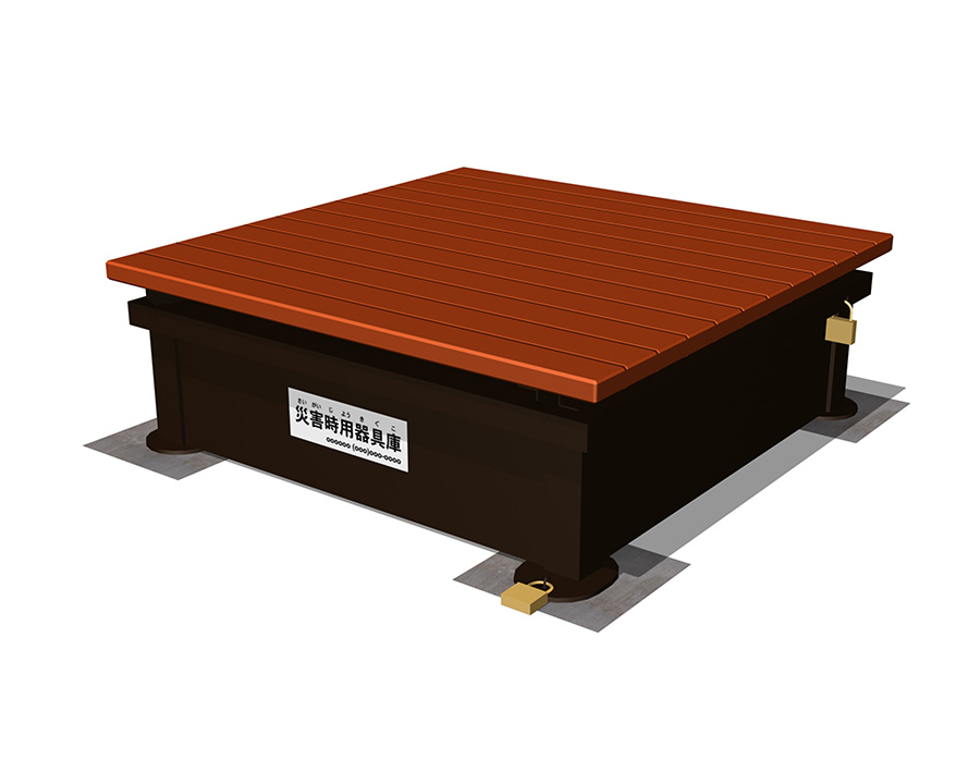 収納ボックス付縁台（可動式・合成木材仕様）の画像