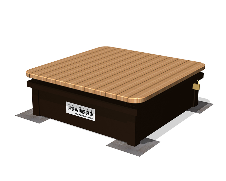 収納ボックス付縁台（固定式・天然木材仕様）の画像
