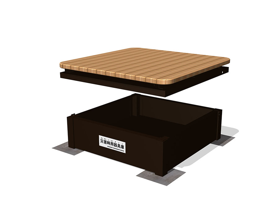 収納ボックス付縁台（固定式・天然木材仕様）の画像