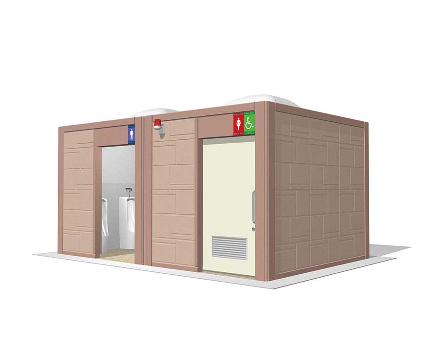 パークトイレ　２ユニット （男子用・大1＋小2/多目的用・大1＋ベビーシート1）の画像