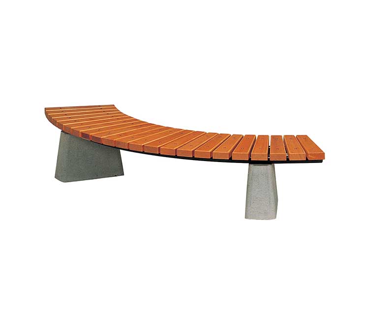組合せベンチ　Rタイプ（天然木材仕様・コンクリート脚・据置タイプ）