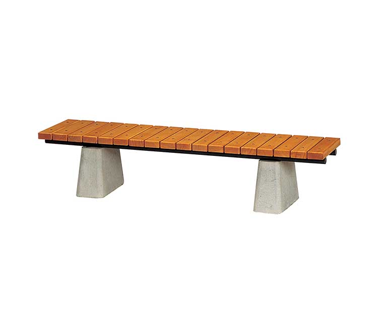 組合せベンチ　ストレート（天然木材仕様・コンクリート脚・据置タイプ）