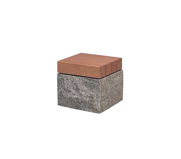 自然石スツール（天然木材仕様・据置タイプ）