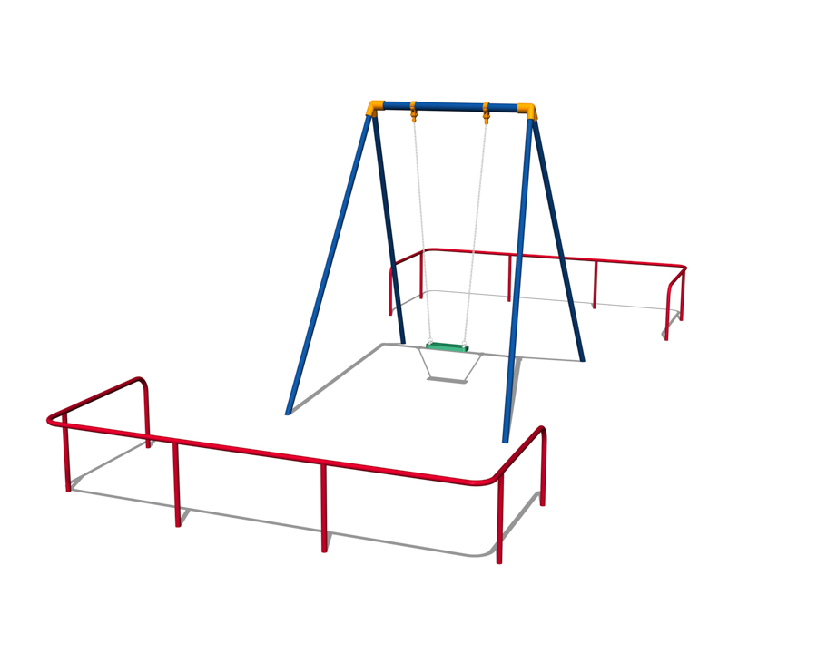 シングルハイブランコ（児童用）+境界柵の画像
