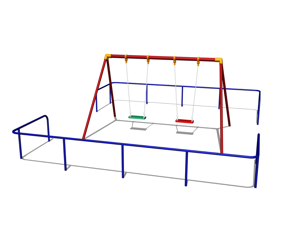 2連ブランコ（幼児用・ブランコシート型）＋境界柵の画像