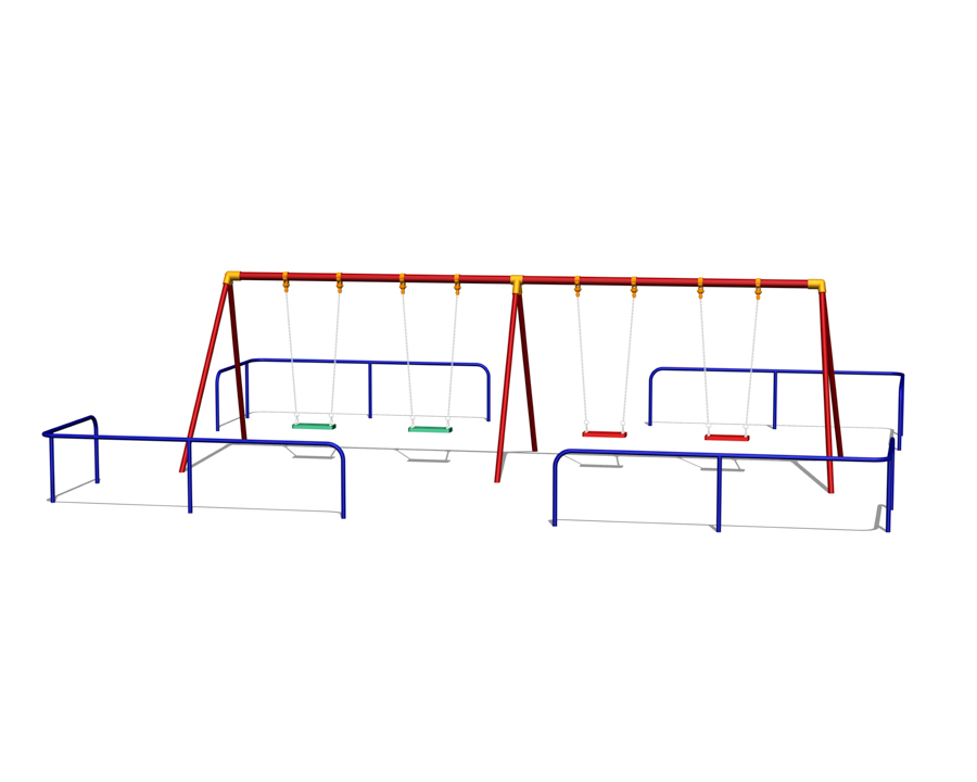 4連ブランコ(幼児用・ブランコシート型) +境界柵の画像