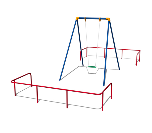 シングルハイブランコ（児童用）+境界柵