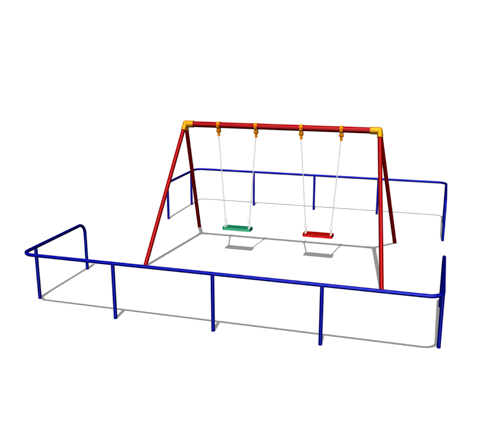 2連ブランコ（幼児用・ブランコシート型）＋境界柵