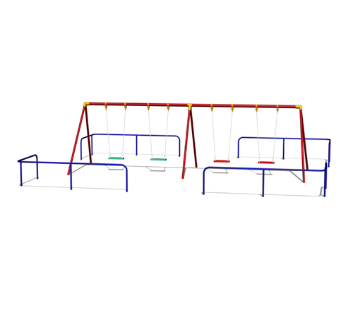 4連ブランコ(幼児用・ブランコシート型) +境界柵