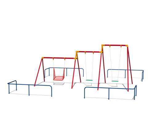 3連コンビハイブランコ（児童・幼児ユニバーサル）+境界柵